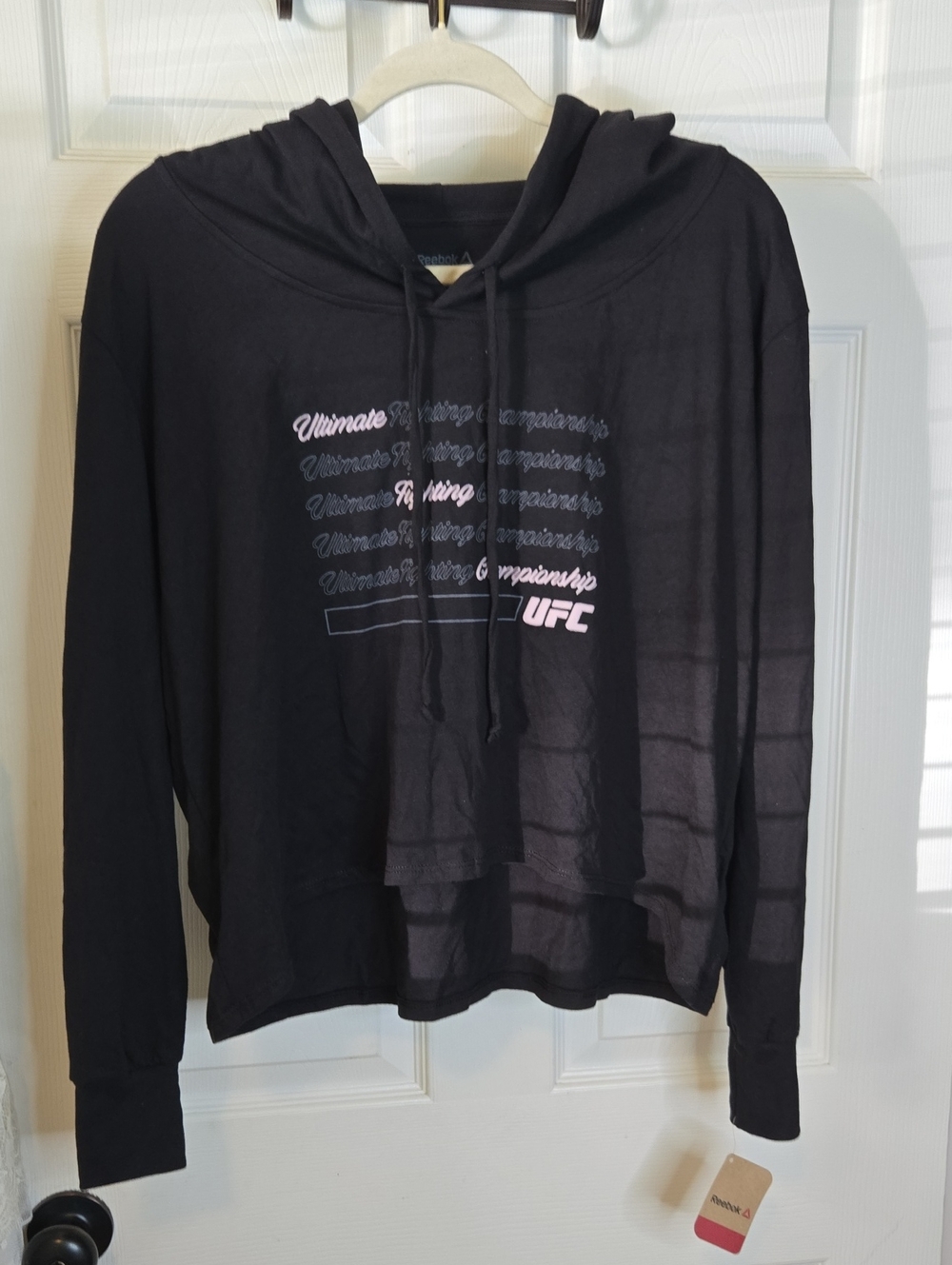 Reebok Black Women's UFC Graphic Cropped Hoodie